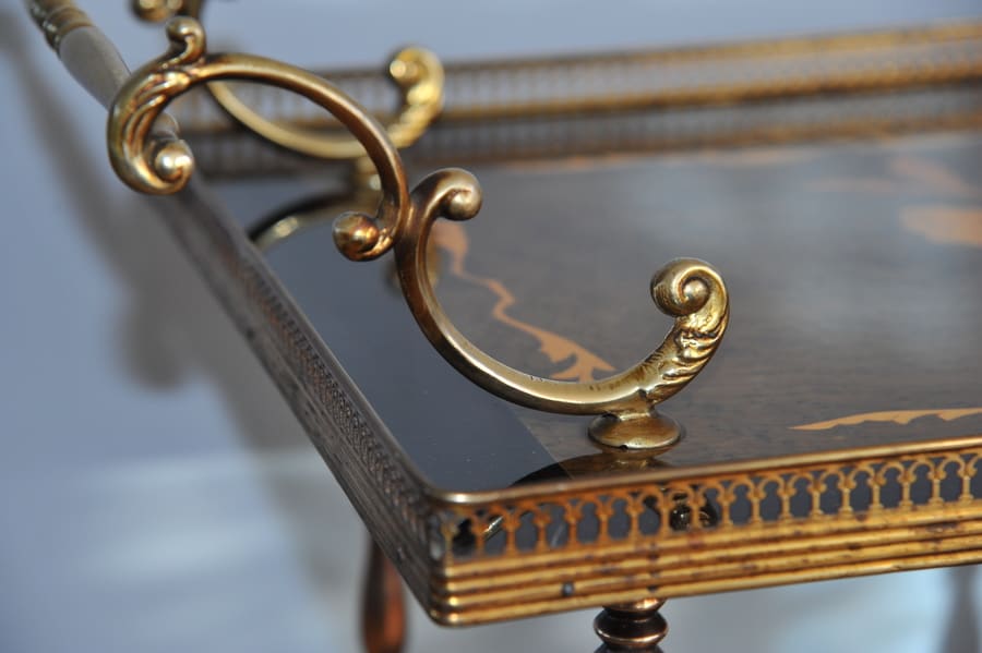 stunning vintage french brass drinks cart
