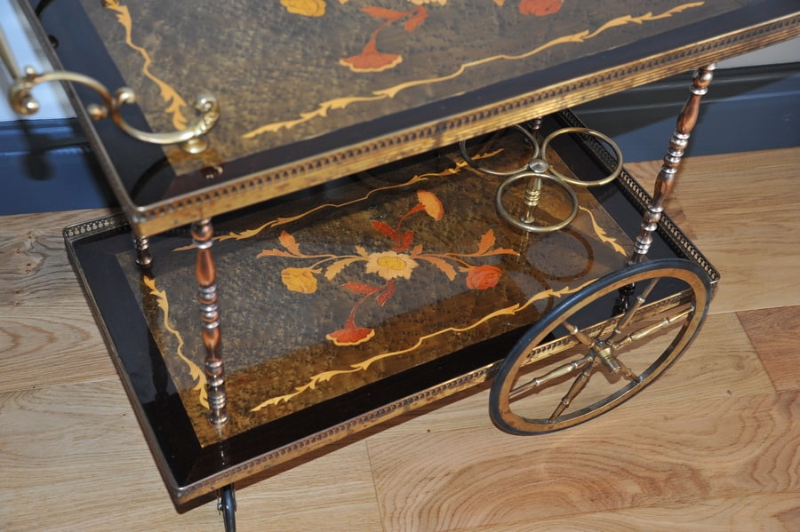 stunning vintage french brass drinks cart