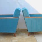 stylish pair of vintage upholstered armchairs