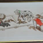 vintage boris o'klein dirty dogs of paris lithographic print