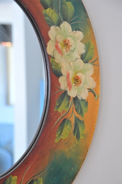 vintage italian painted oval mirror