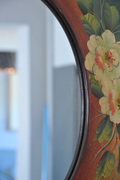 vintage italian painted oval mirror