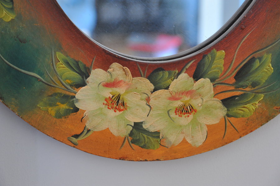 vintage italian painted oval mirror