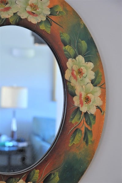 vintage italian painted oval mirror