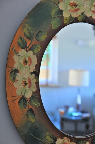 vintage italian painted oval mirror