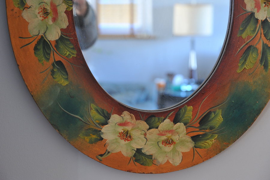 vintage italian painted oval mirror