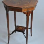 wonderful antique jas shoolbred two tier inlaid side table