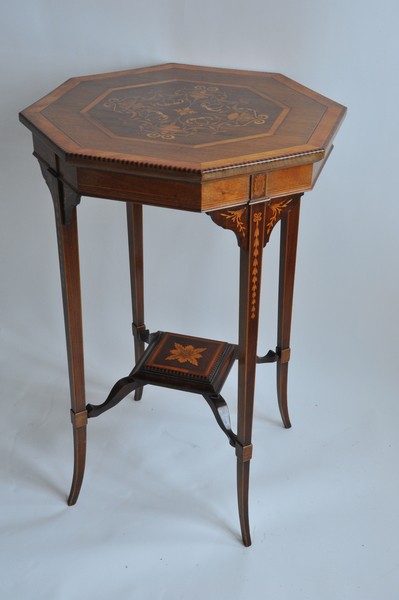 wonderful antique jas shoolbred two tier inlaid side table