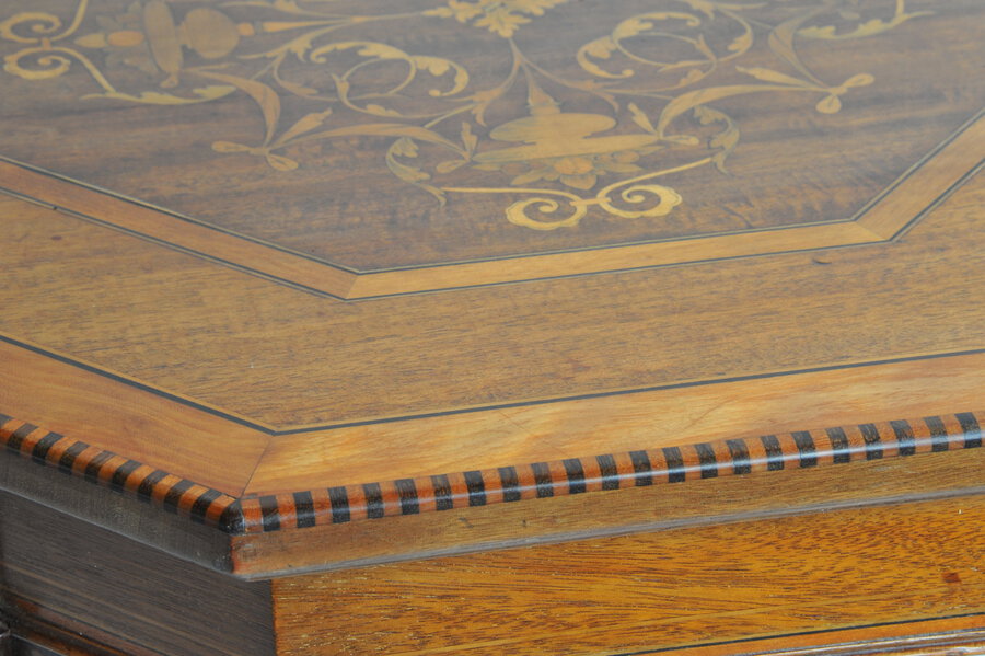 wonderful antique jas shoolbred two tier inlaid side table
