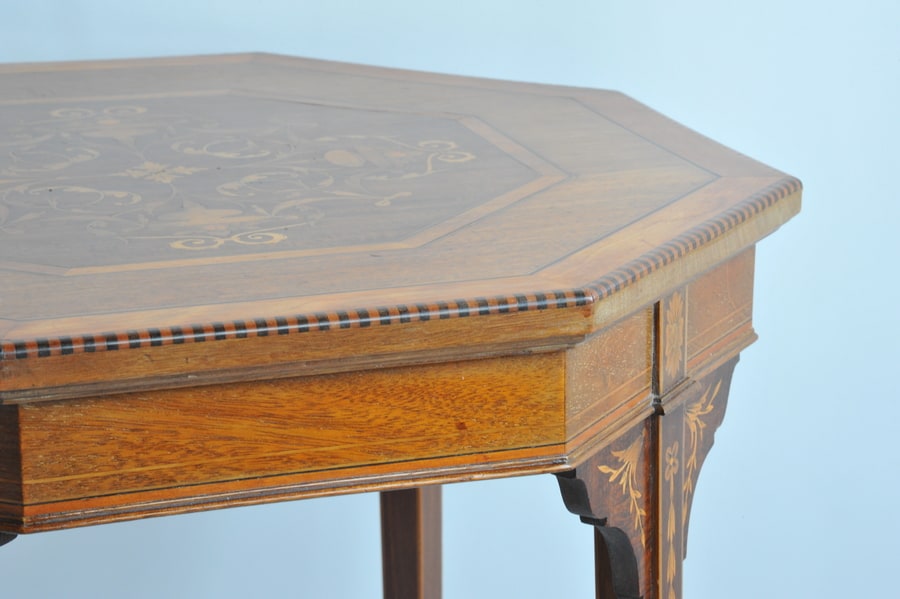 wonderful antique jas shoolbred two tier inlaid side table