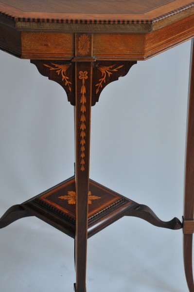 wonderful antique jas shoolbred two tier inlaid side table