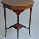 wonderful antique jas shoolbred two tier inlaid side table