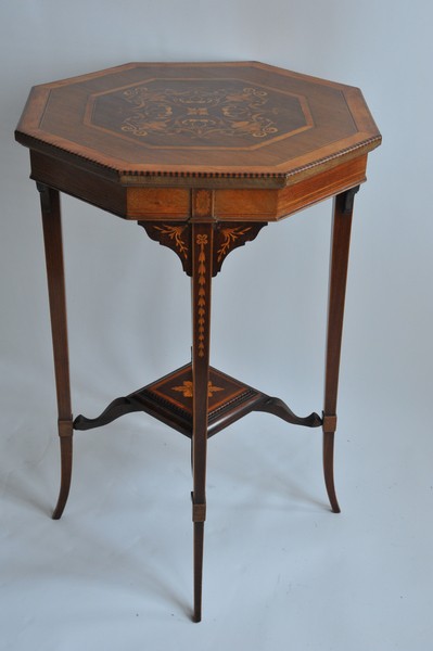 wonderful antique jas shoolbred two tier inlaid side table