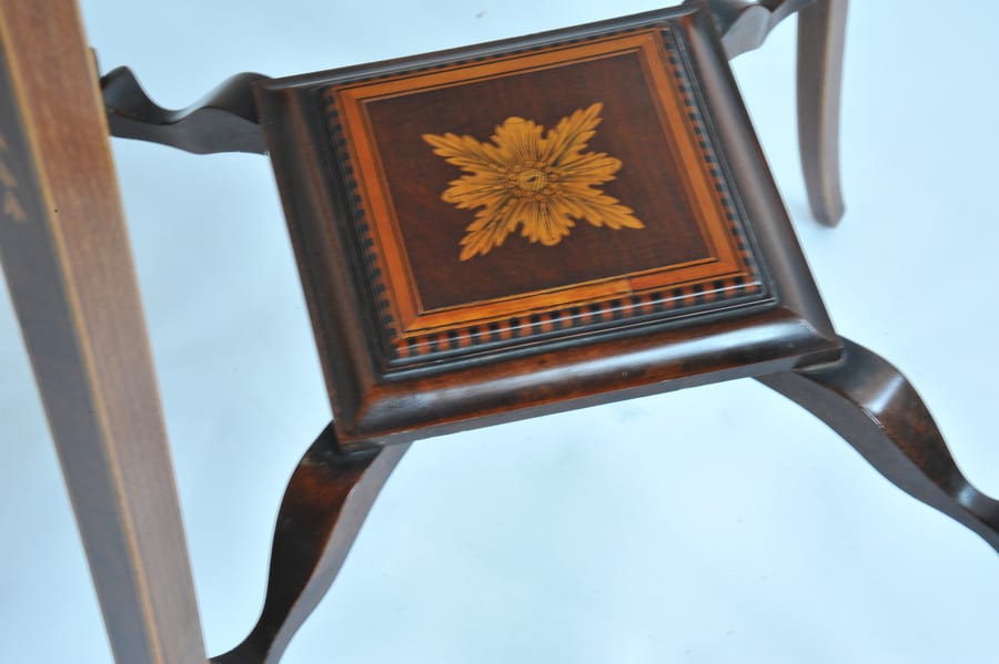 wonderful antique jas shoolbred two tier inlaid side table