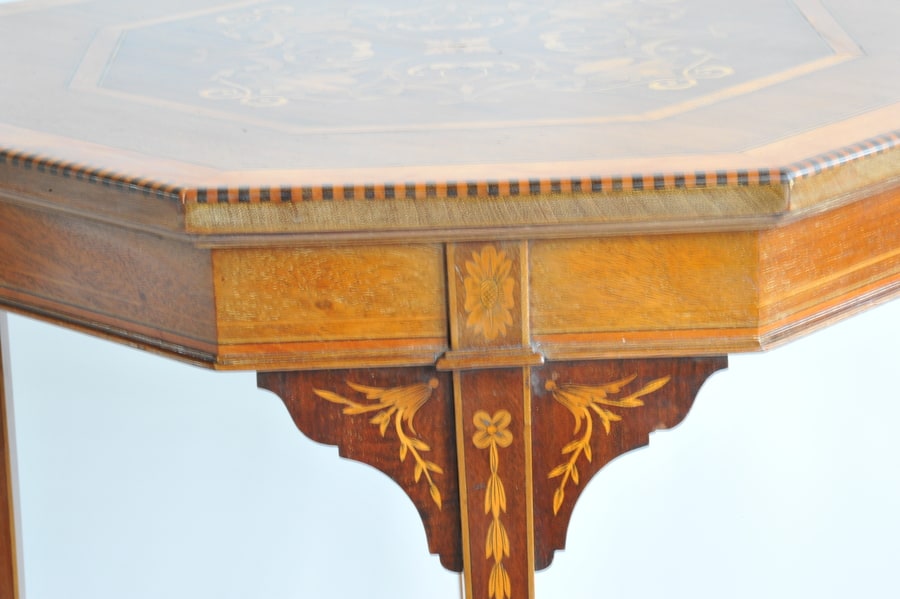 wonderful antique jas shoolbred two tier inlaid side table