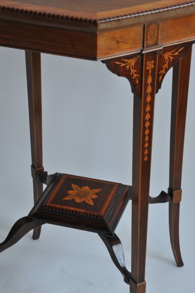 wonderful antique jas shoolbred two tier inlaid side table