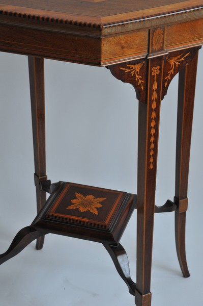 wonderful antique jas shoolbred two tier inlaid side table
