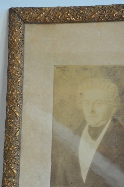 wonderfully decorative antique gilt gesso framed portrait of a gentleman