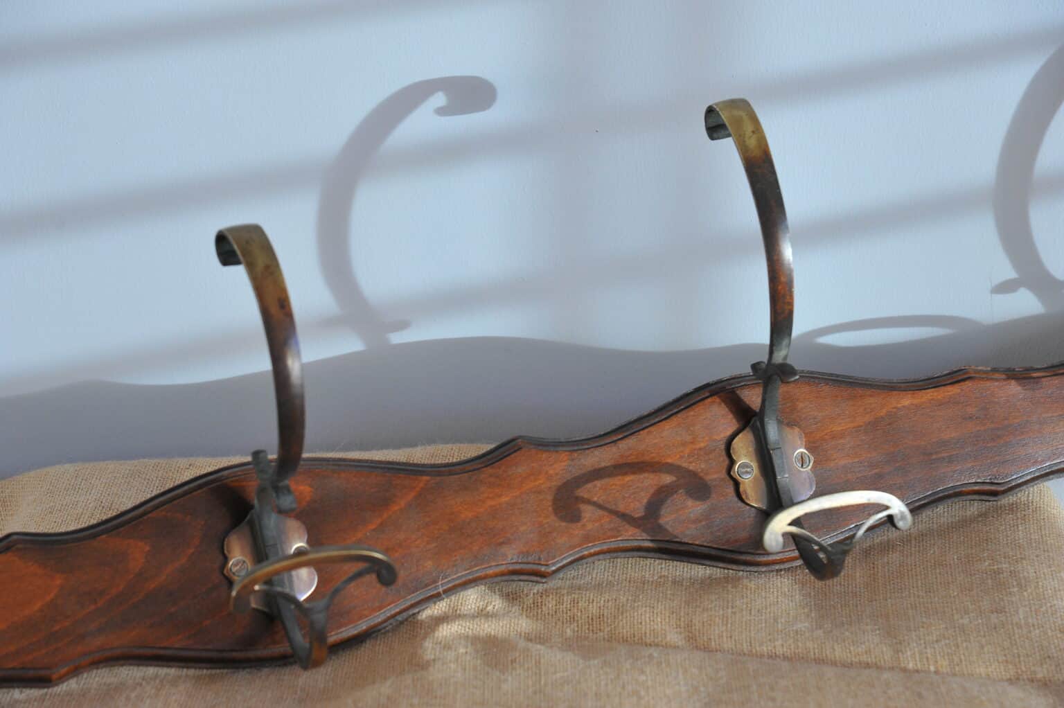 Antique Wall Mount Four Branch Bronze Coat Rack Village Vintage