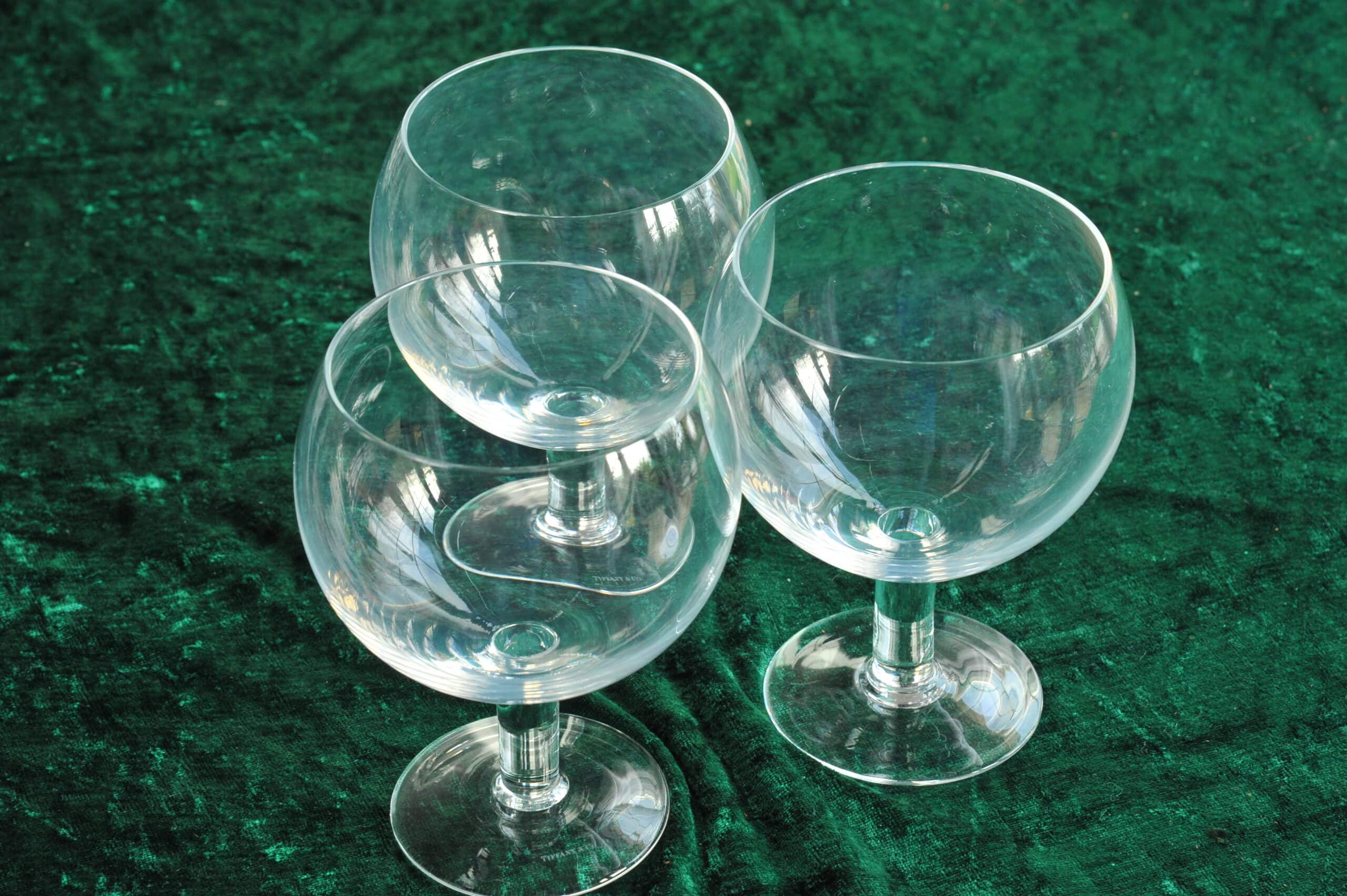 a set of three vintage tiffany &co glasses