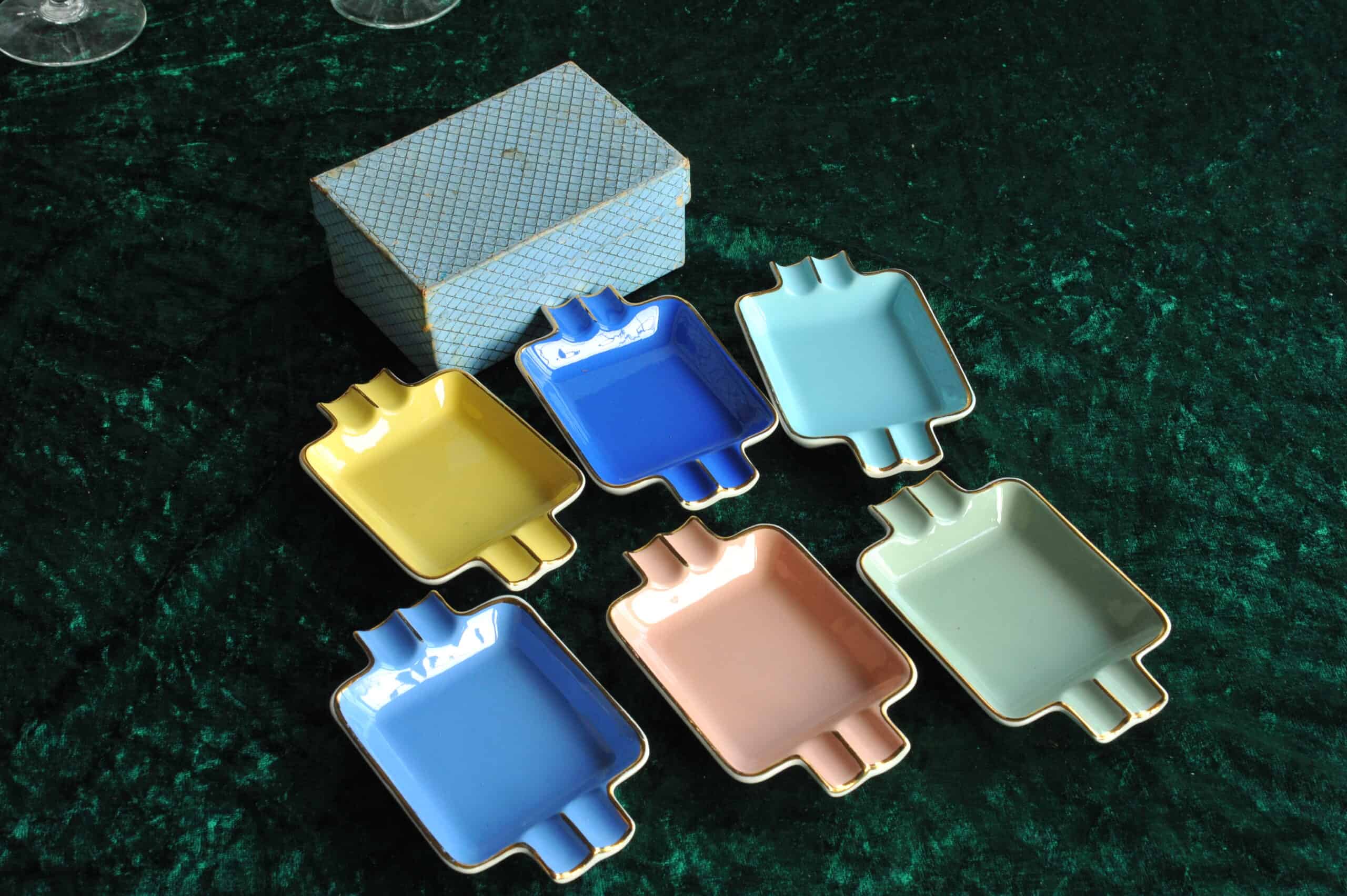 a lovely set of six vintage villeroy and boch ceramic ashtrays