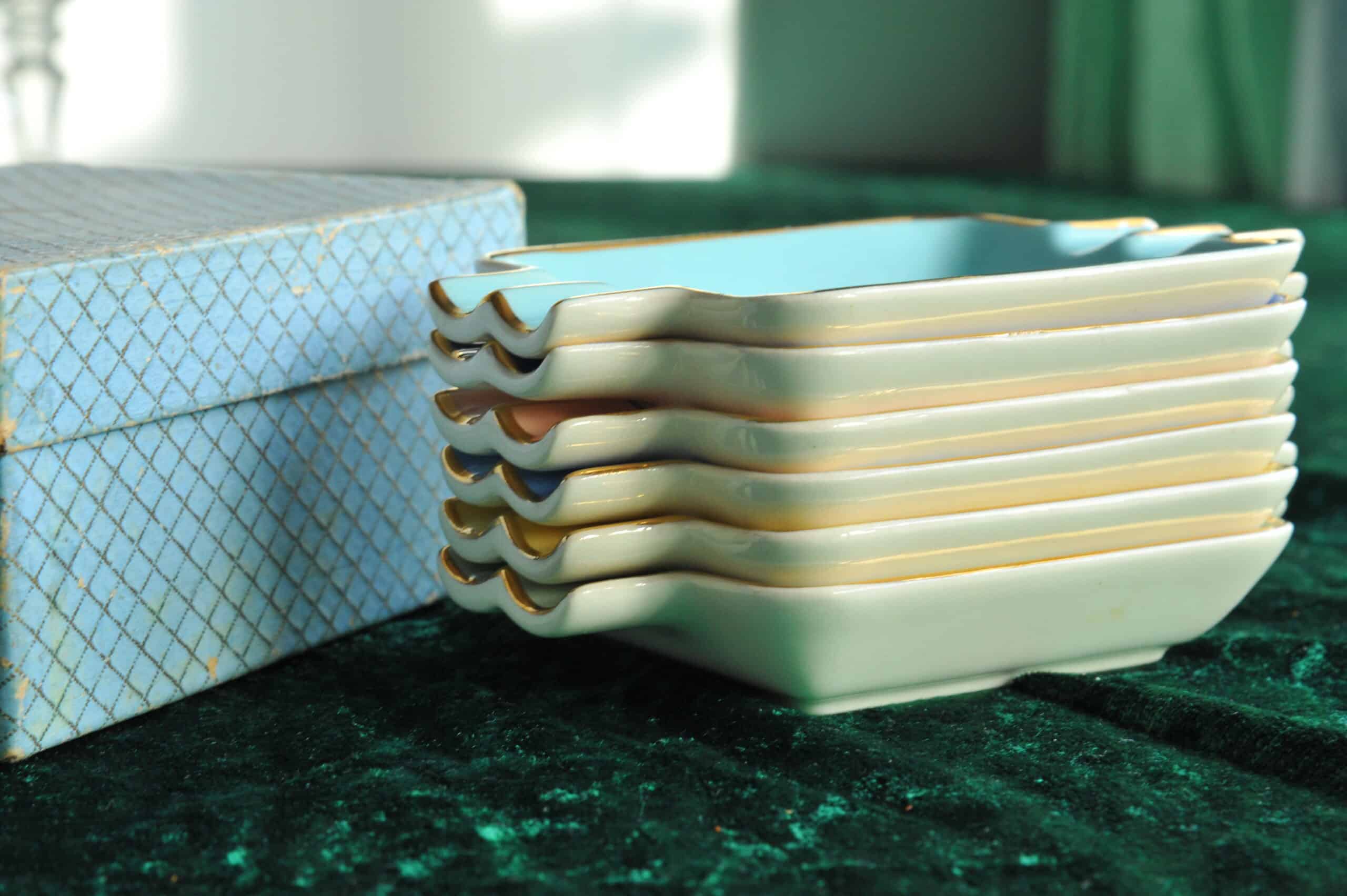 a lovely set of six vintage villeroy and boch ceramic ashtrays