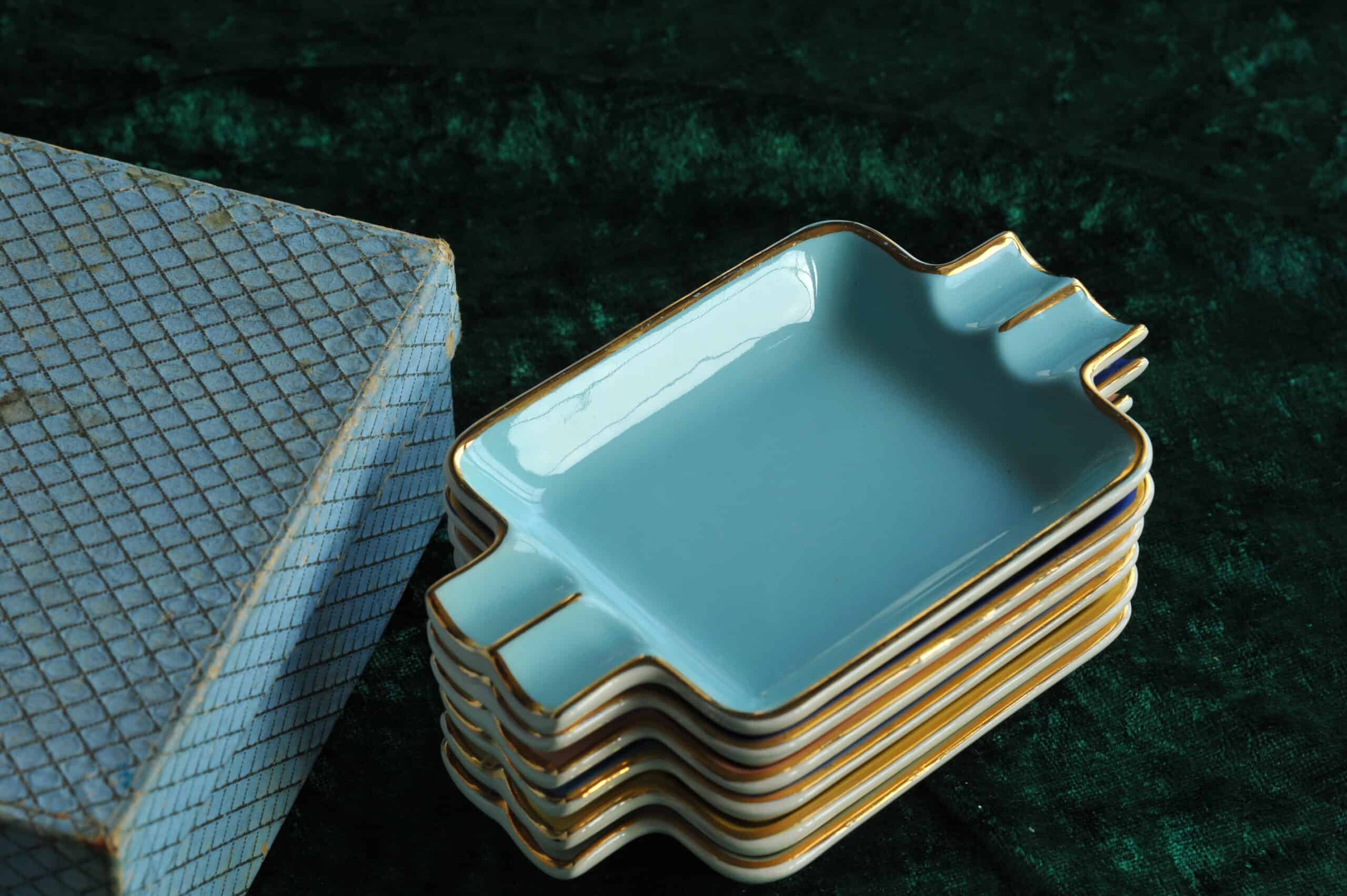a lovely set of six vintage villeroy and boch ceramic ashtrays