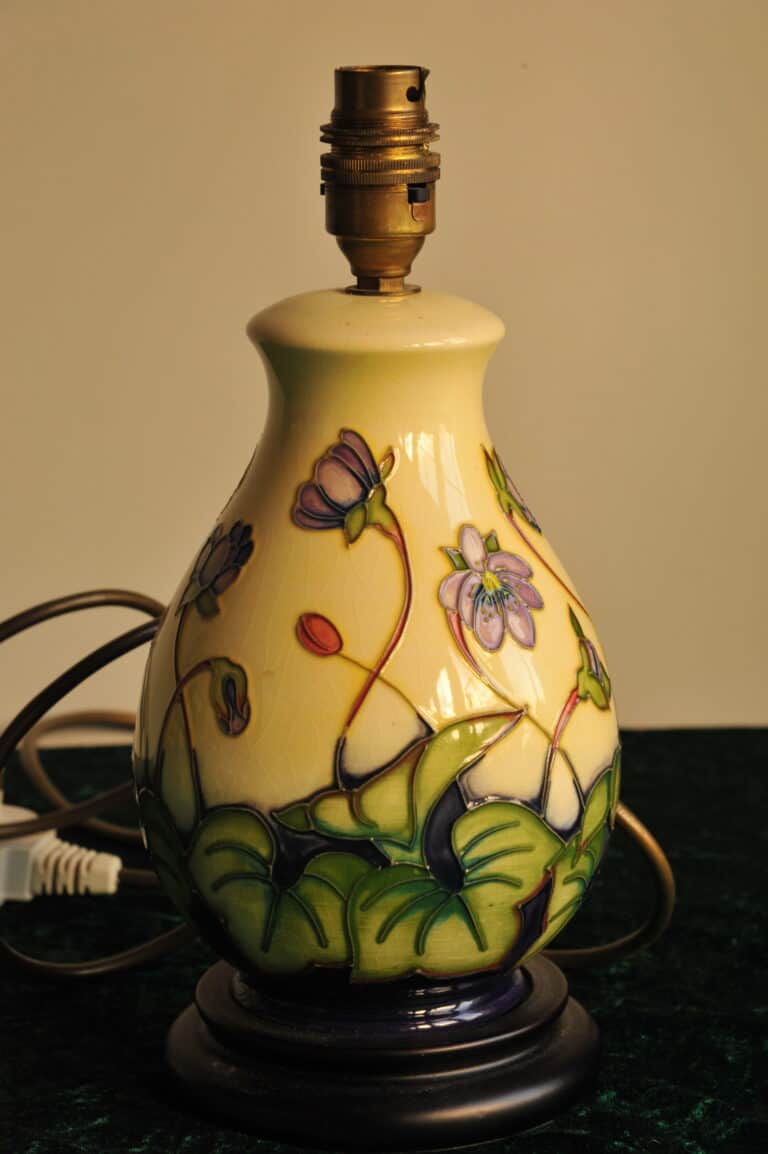 a vintage moorcroft table lamp