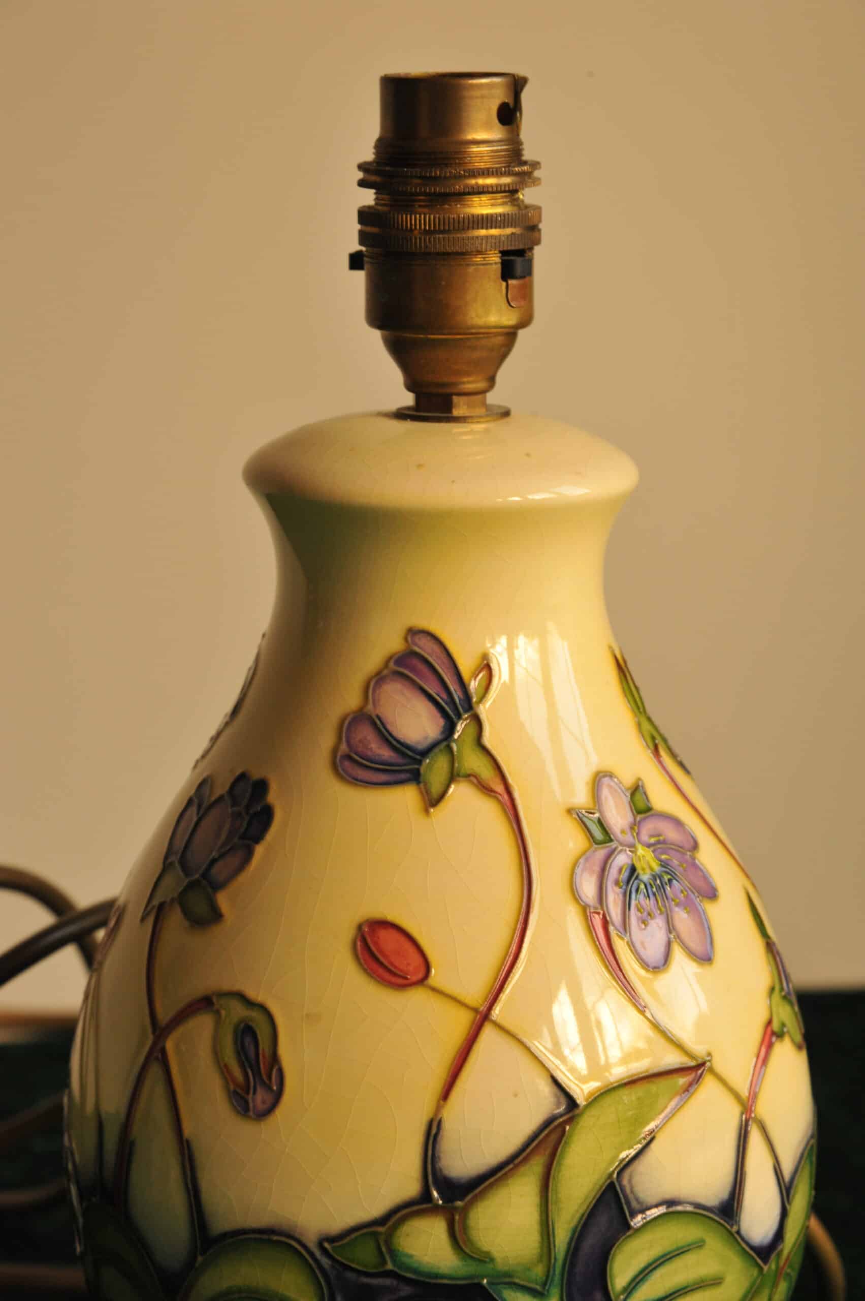 a vintage moorcroft table lamp