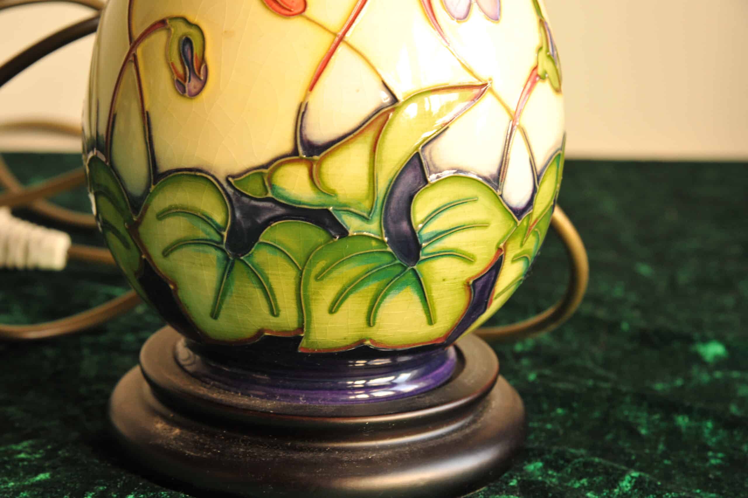 a vintage moorcroft table lamp