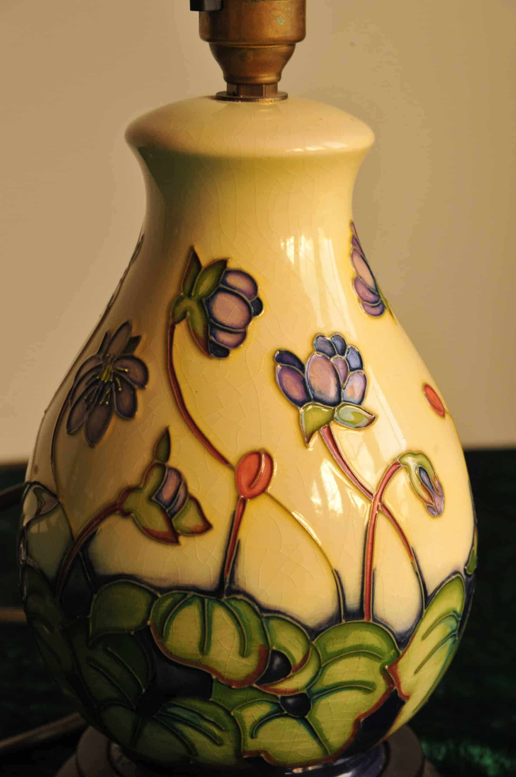 a vintage moorcroft table lamp