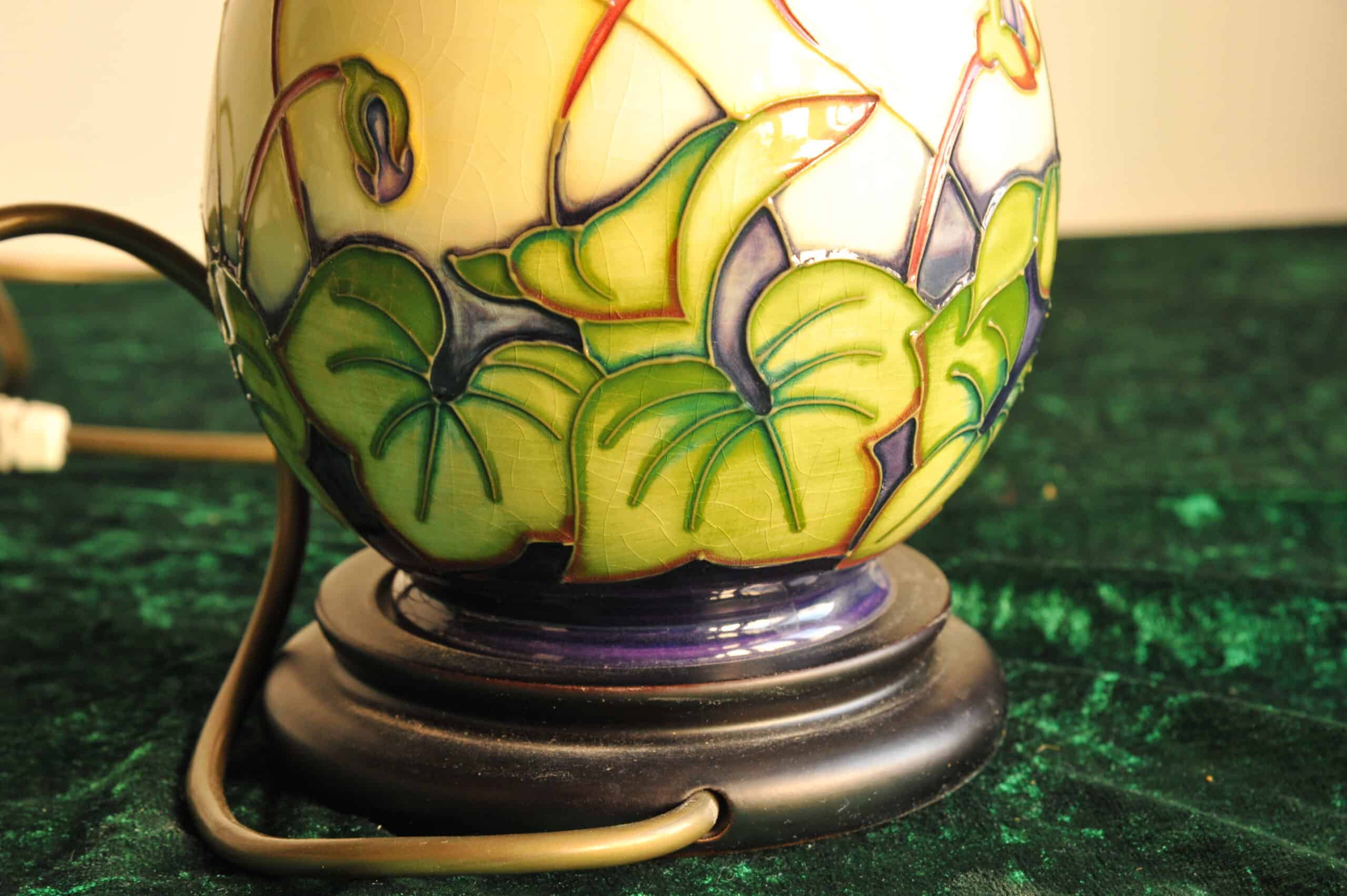 a vintage moorcroft table lamp