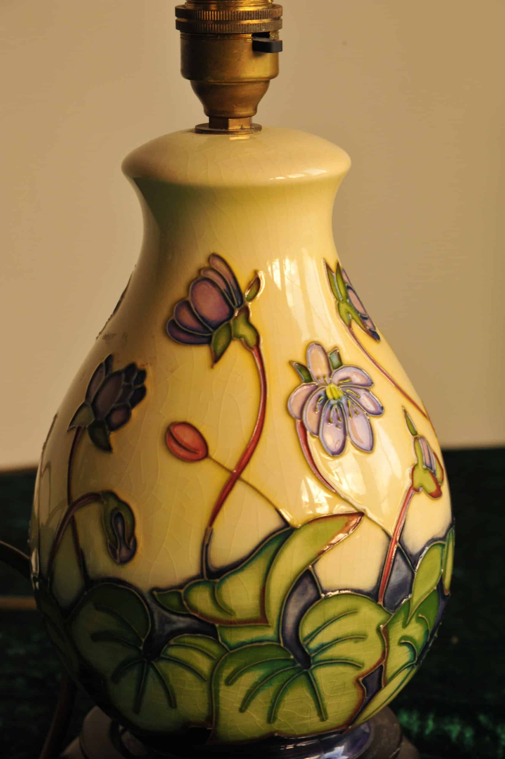 a vintage moorcroft table lamp