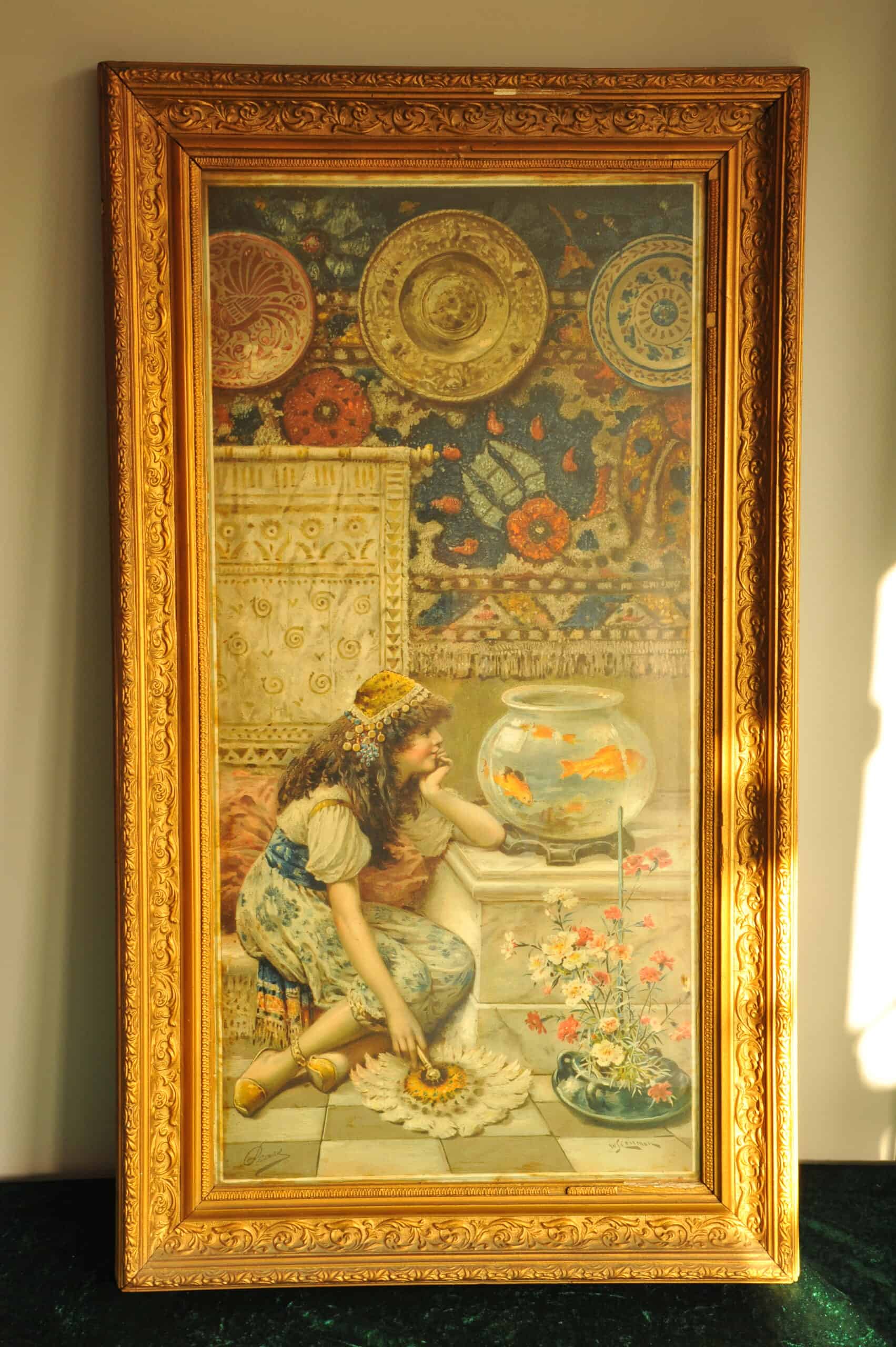 a wonderful pair of antique vintage framed pears prints