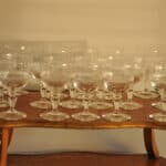 long set of vintage french wine glasses