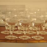 long set of vintage french wine glasses