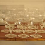 long set of vintage french wine glasses