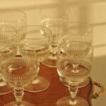 long set of vintage french wine glasses