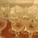 long set of vintage french wine glasses