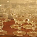 long set of vintage french wine glasses