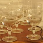 long set of vintage french wine glasses