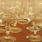 long set of vintage french wine glasses