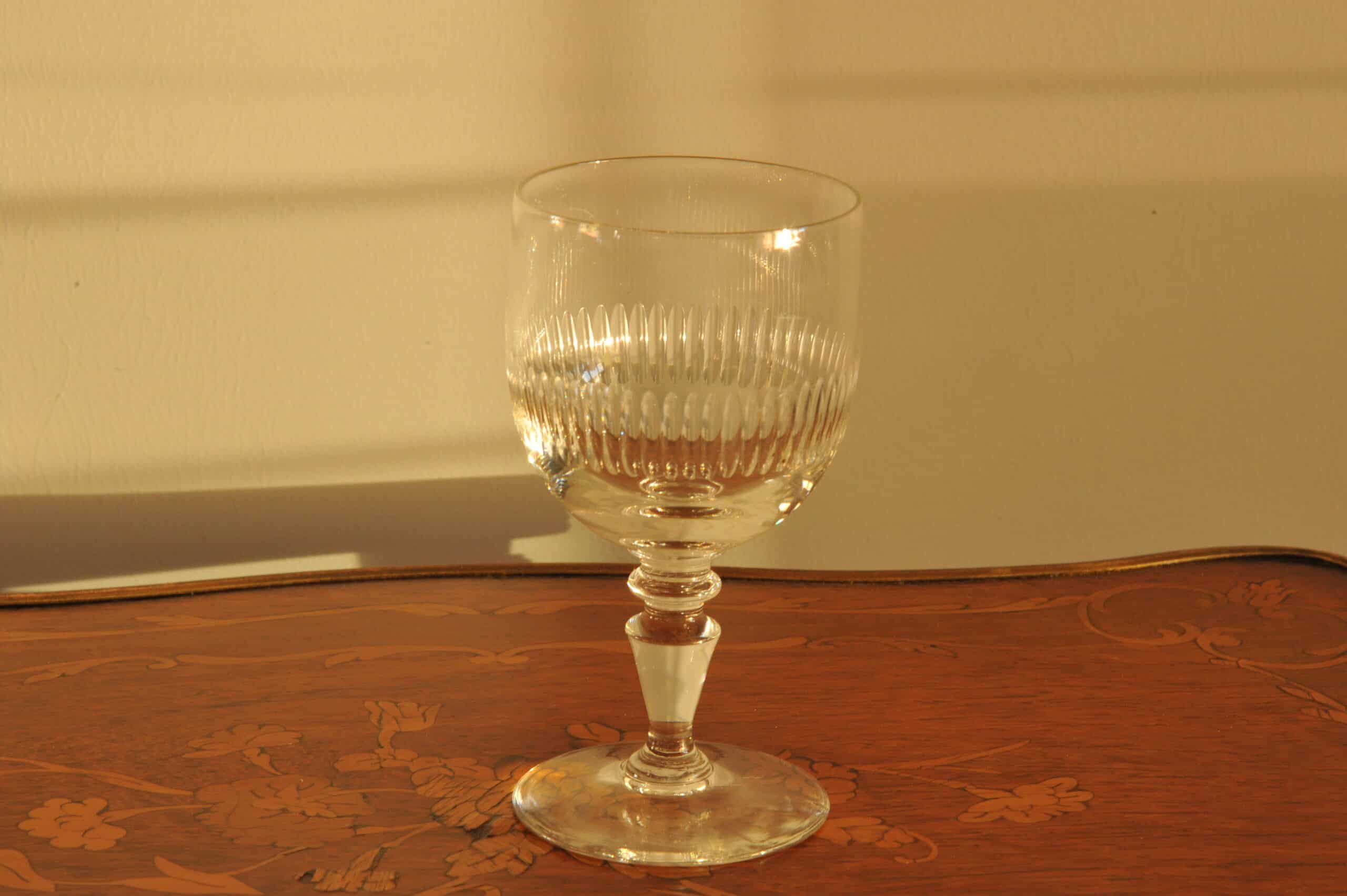 long set of vintage french wine glasses