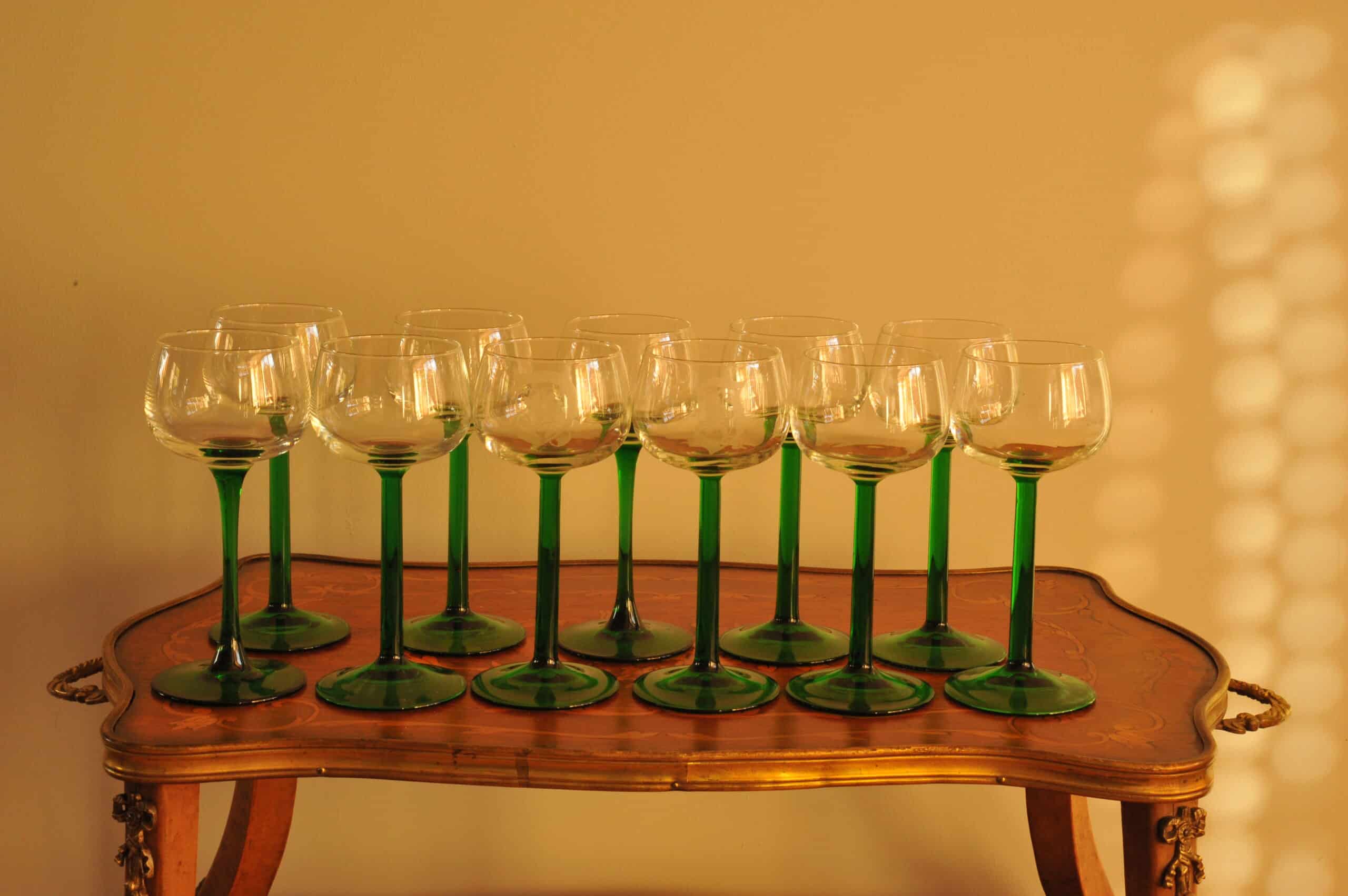 set of six vintage french wine glasses