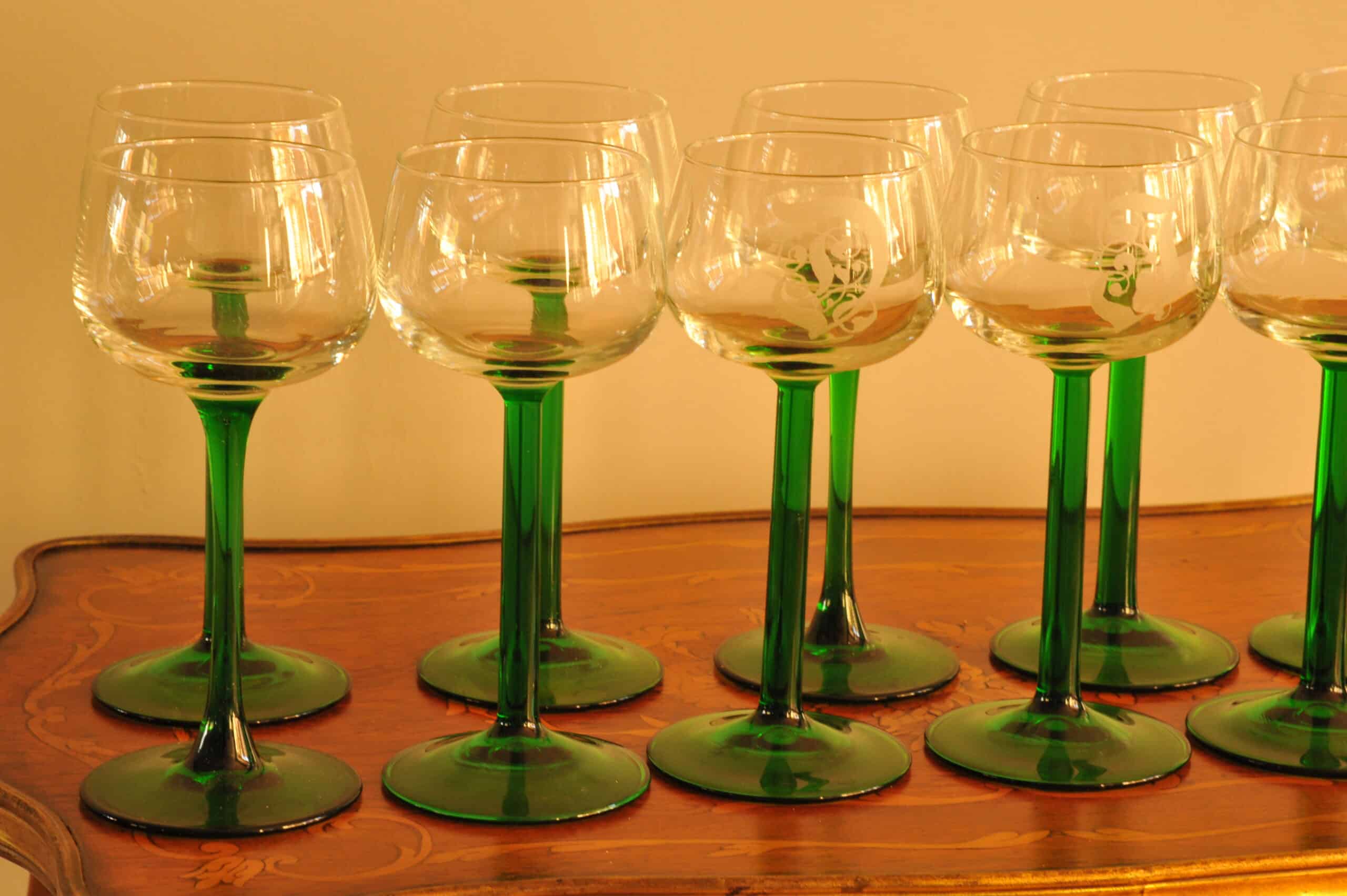 set of six vintage french wine glasses