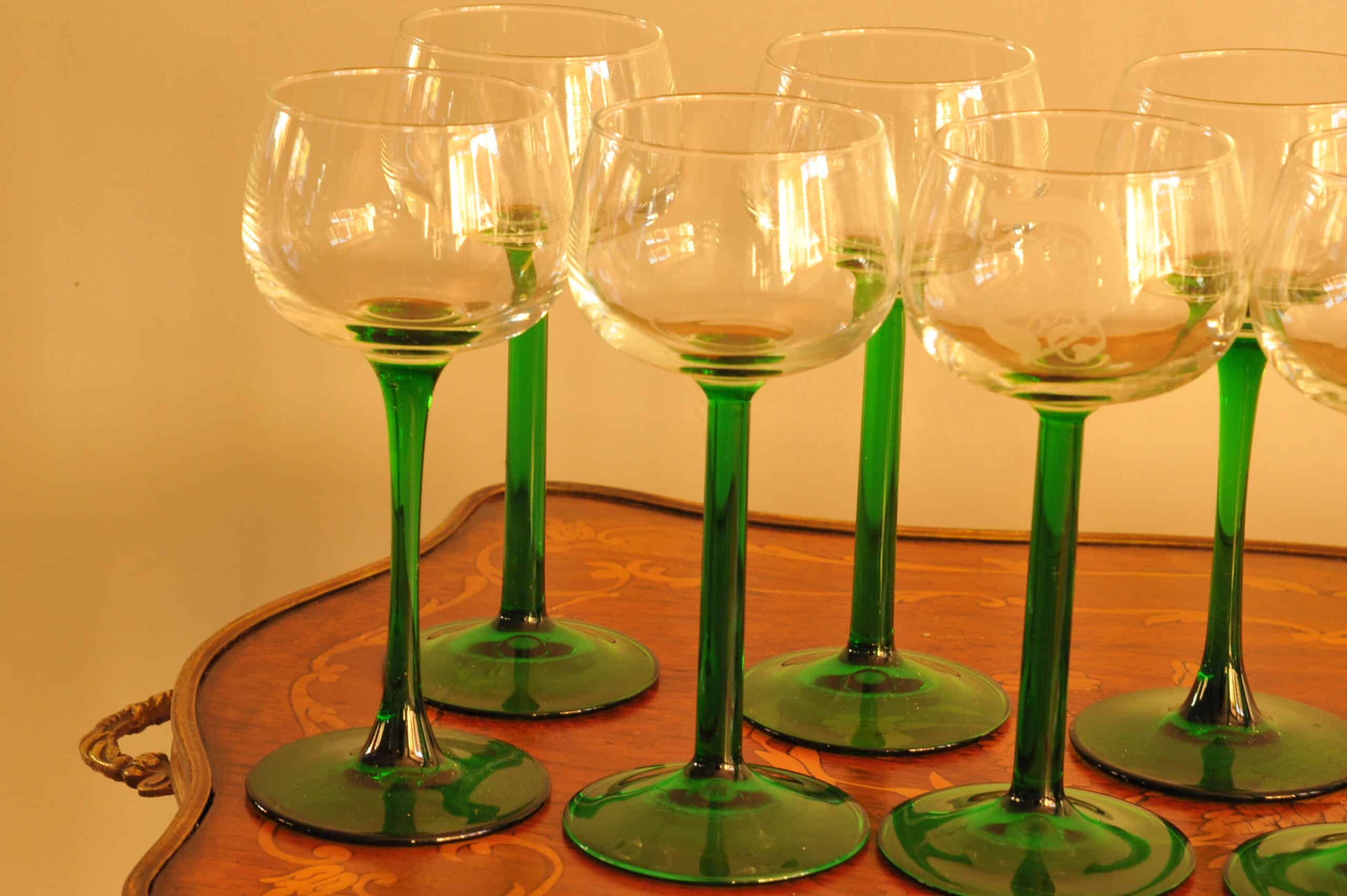 set of six vintage french wine glasses