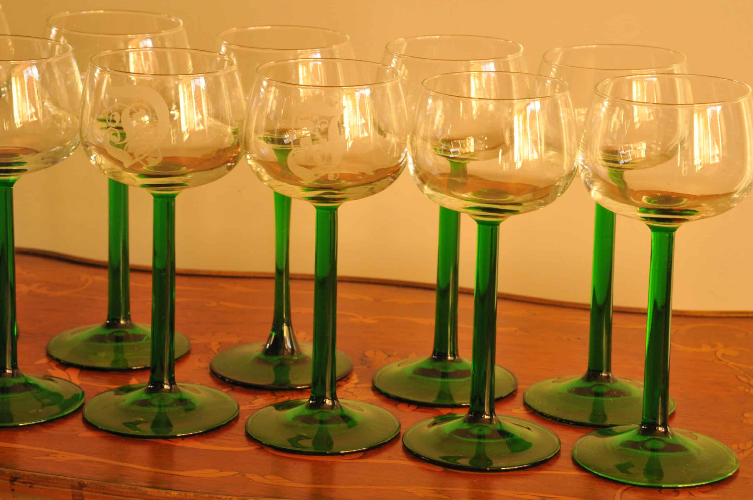 set of six vintage french wine glasses