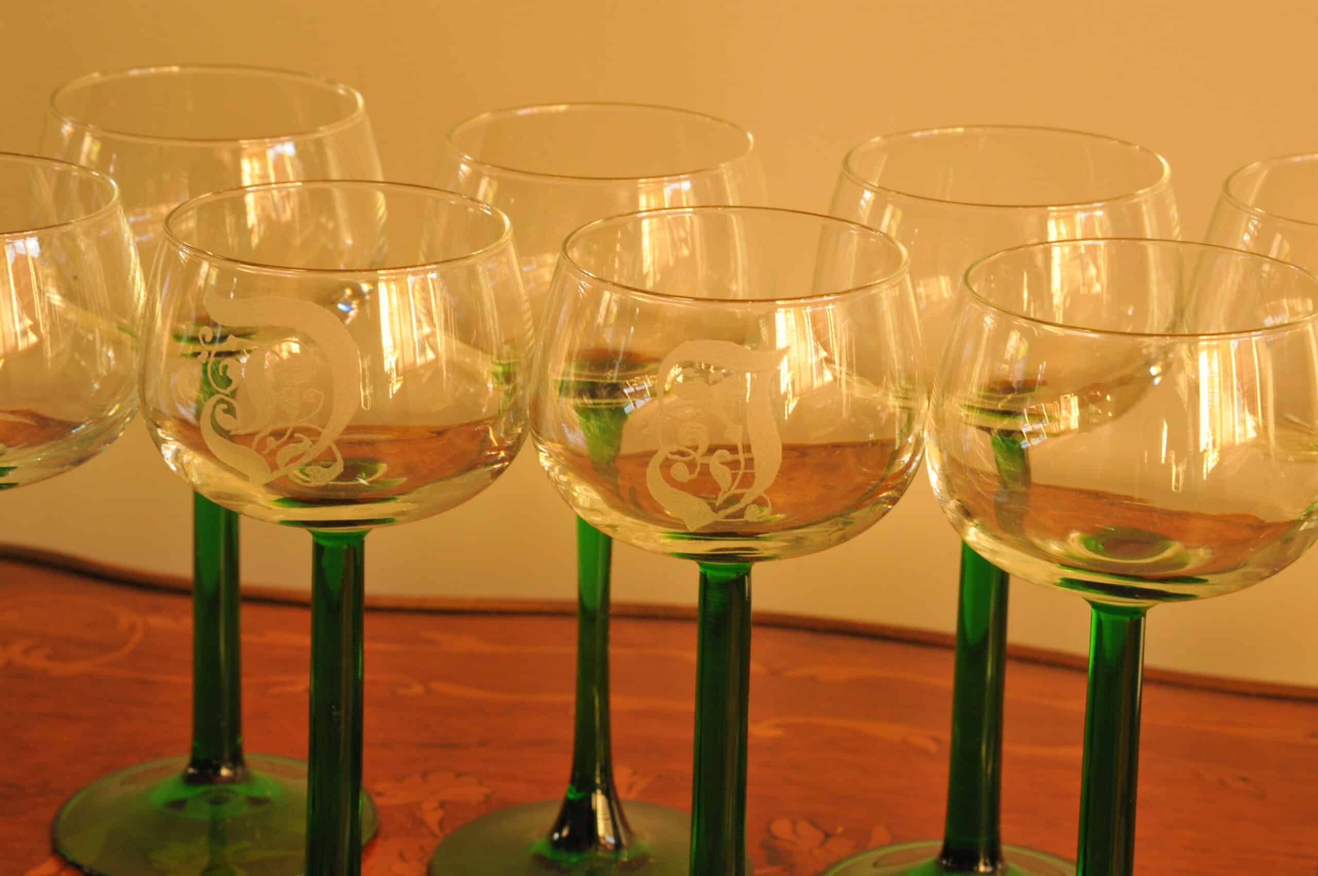 set of six vintage french wine glasses