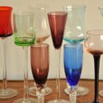 a fun harlequin set of vintage handmade liqueur glasses