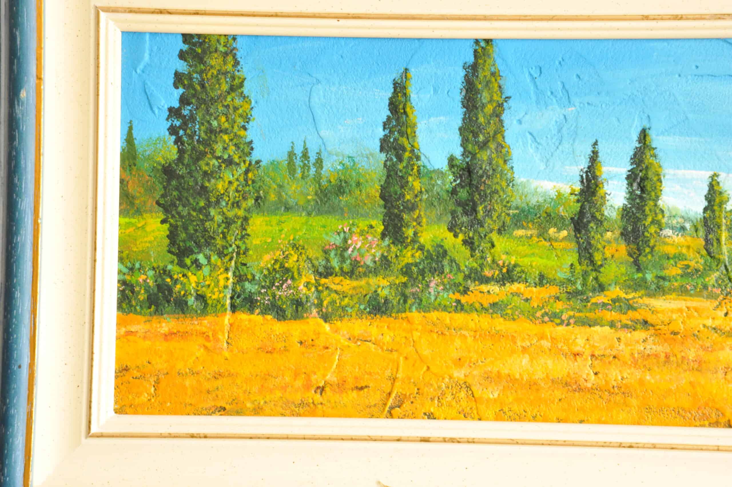 two striking vintage original oil on board tuscan landscapes by tebo marzari